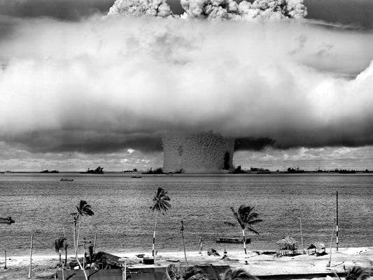 Nuclear Atomic Blast Explosion Sea Mushroom Cloud Wall Decor Room Print Retro Vintage Poster