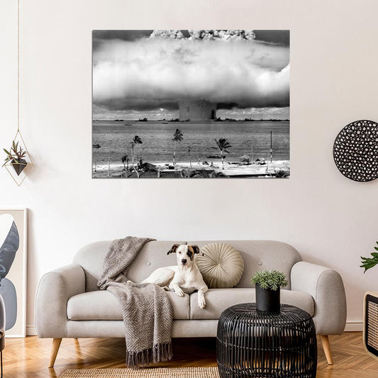 Nuclear Atomic Blast Explosion Sea Mushroom Cloud Wall Decor Room Print Retro Vintage Poster