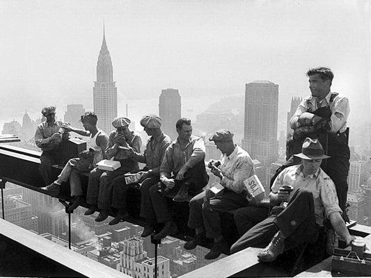 Workers Lunch Skyscraper New York Beam Old Wall Decor Room Print Retro Vintage Poster