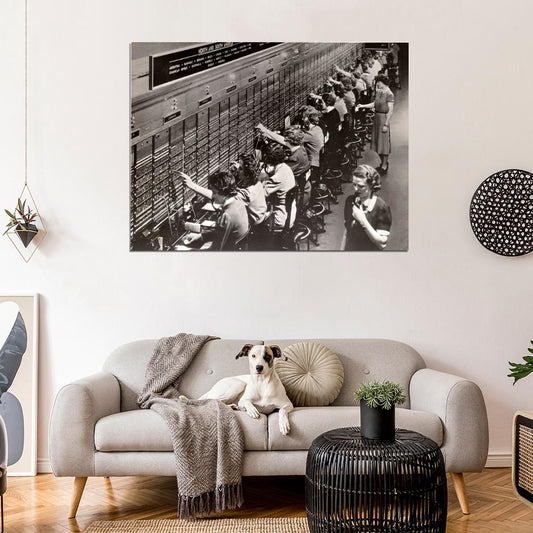 Switchboard Operators Women Rare Old BW Wall Decor Room Print Retro Vintage Poster