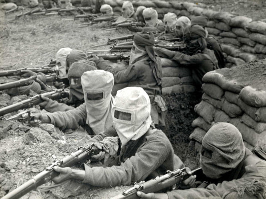 Trench Gas Attack Masks Rifles 1915 Rare WWI WW1 Old Wall Decor Room Print Retro Vintage Poster