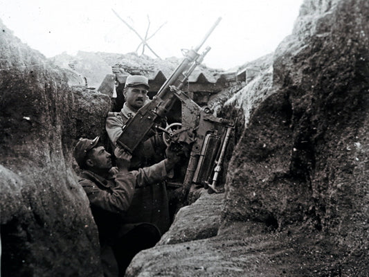 Soldiers Anti-aircraft Machine Gun Trench Rare WWI War Wall Decor Room Print Retro Vintage Poster