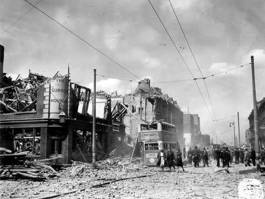 Destroyed Bus Bombing Britain WWII War WW2 Old Wall Decor Room Print Retro Vintage Poster