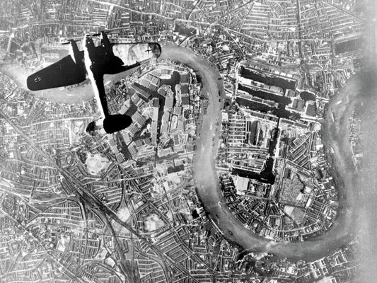 Bomber Airplane London WWII World War WW2 Old BW Wall Decor Room Print Retro Vintage Poster