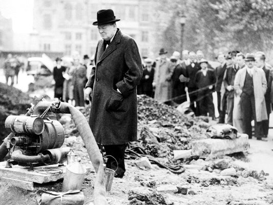 Winston Churchill London Bombing WWII War WW2 Wall Decor Room Print Retro Vintage Poster