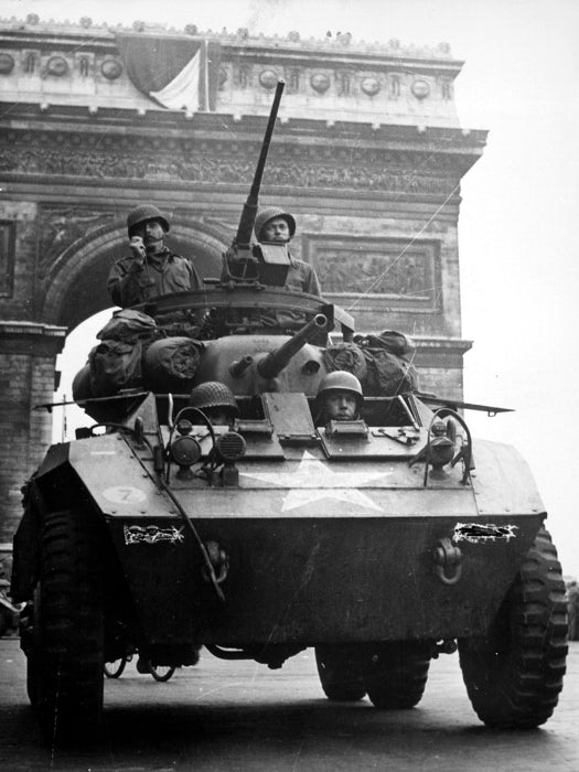 Tank Soldiers Paris WWII World War Two WW2 Old Wall Decor Room Print Retro Vintage Poster