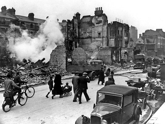 London Bombing Battle of Britain WWII War Old BW Wall Decor Room Print Retro Vintage Poster