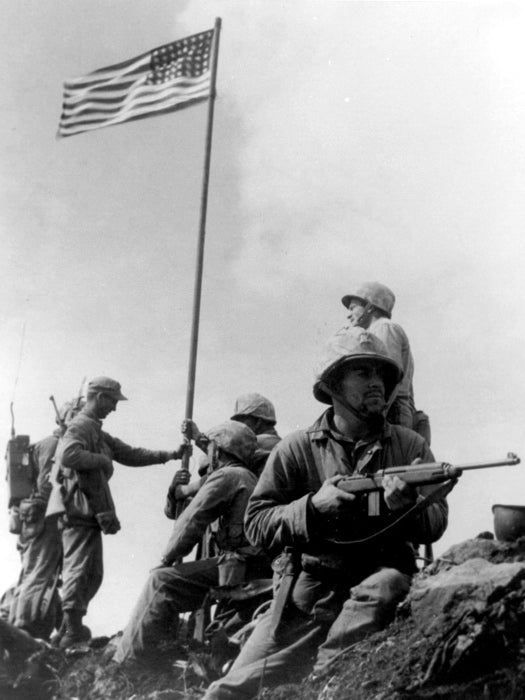 Flag on Iwo Jima US Army Troops Soldiers War WW2 Old Wall Decor Room Print Retro Vintage Poster