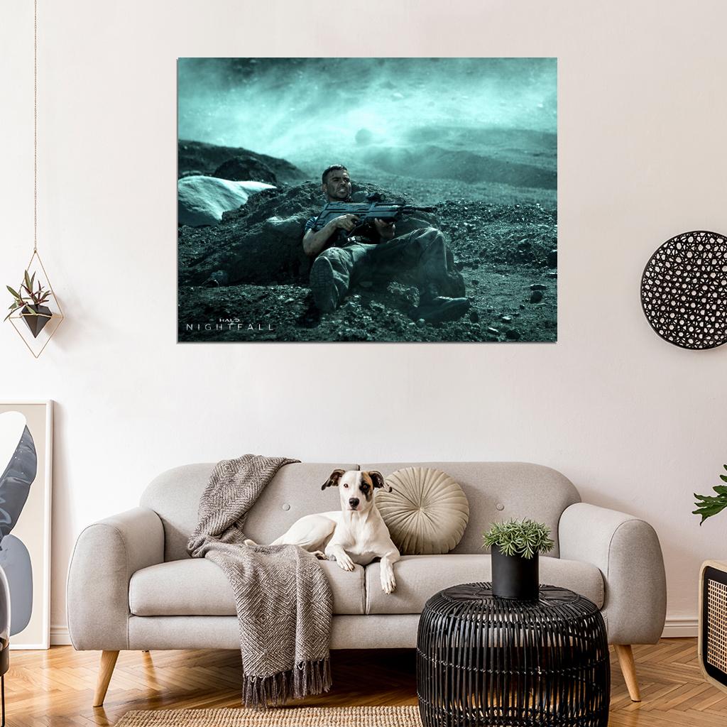 Assault Rifle Trooper Halo Nightfall TV Series Wall Art Print Poster