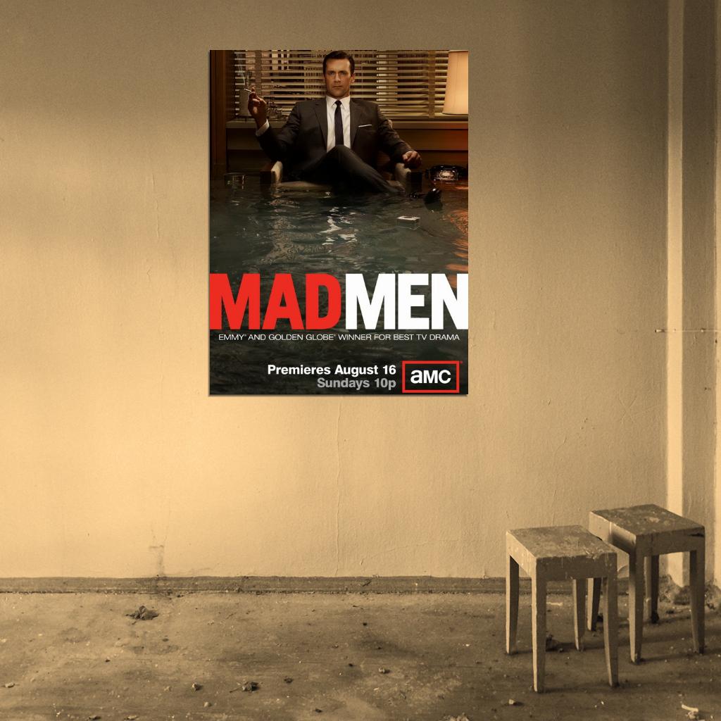 Don Draper Jon Hamm Flood Water Office TV Series Wall Art Print Poster
