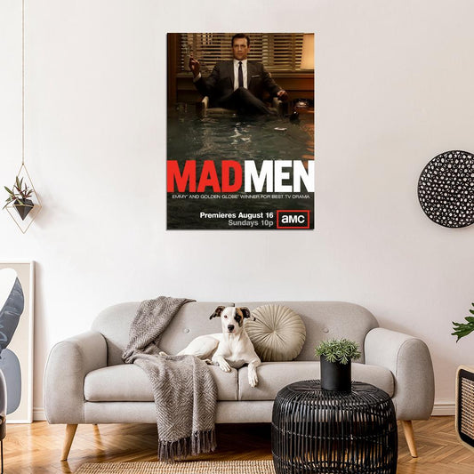 Don Draper Jon Hamm Flood Water Office TV Series Wall Art Print Poster