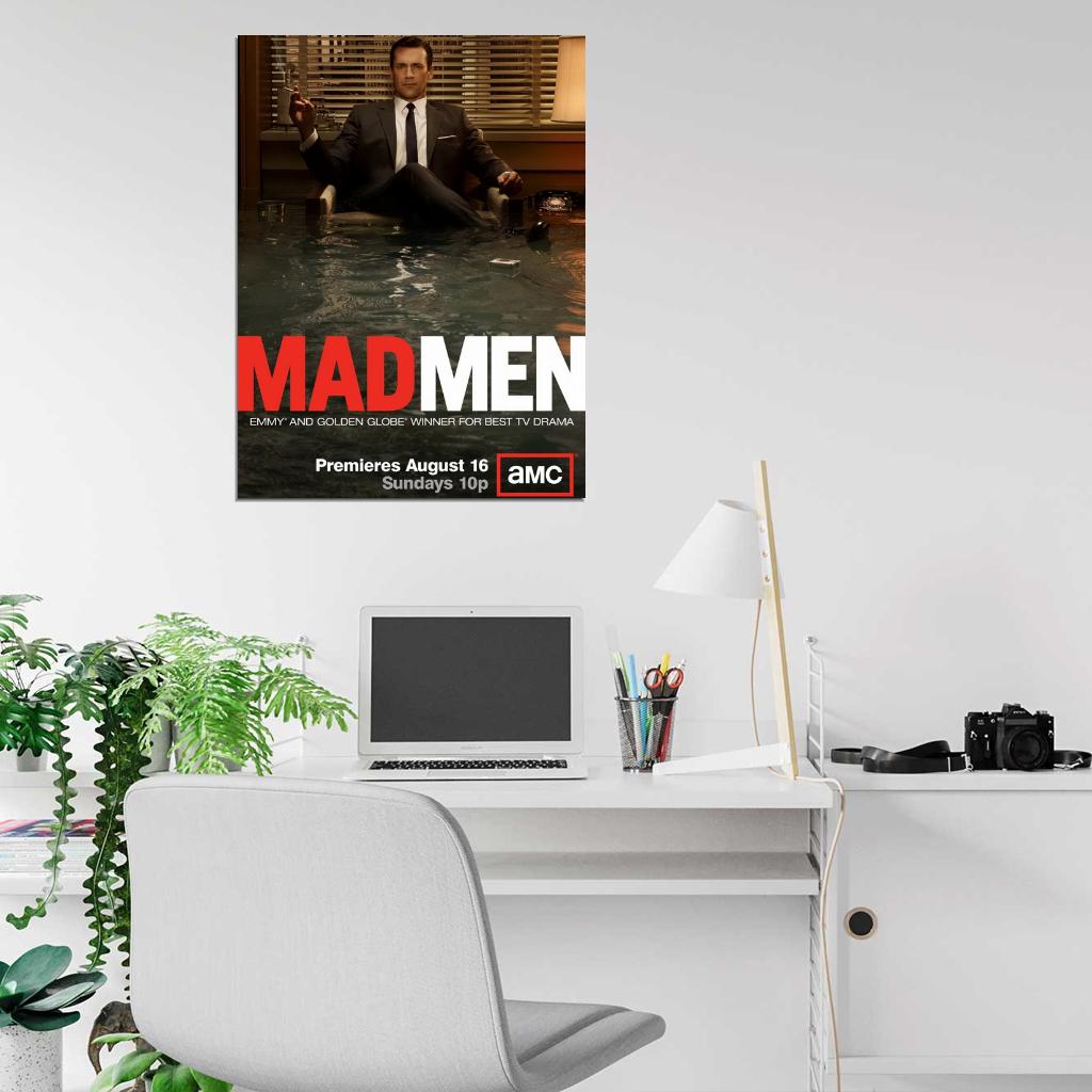 Don Draper Jon Hamm Flood Water Office TV Series Wall Art Print Poster