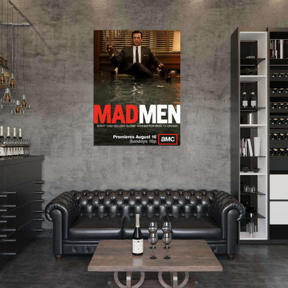 Don Draper Jon Hamm Flood Water Office TV Series Wall Art Print Poster