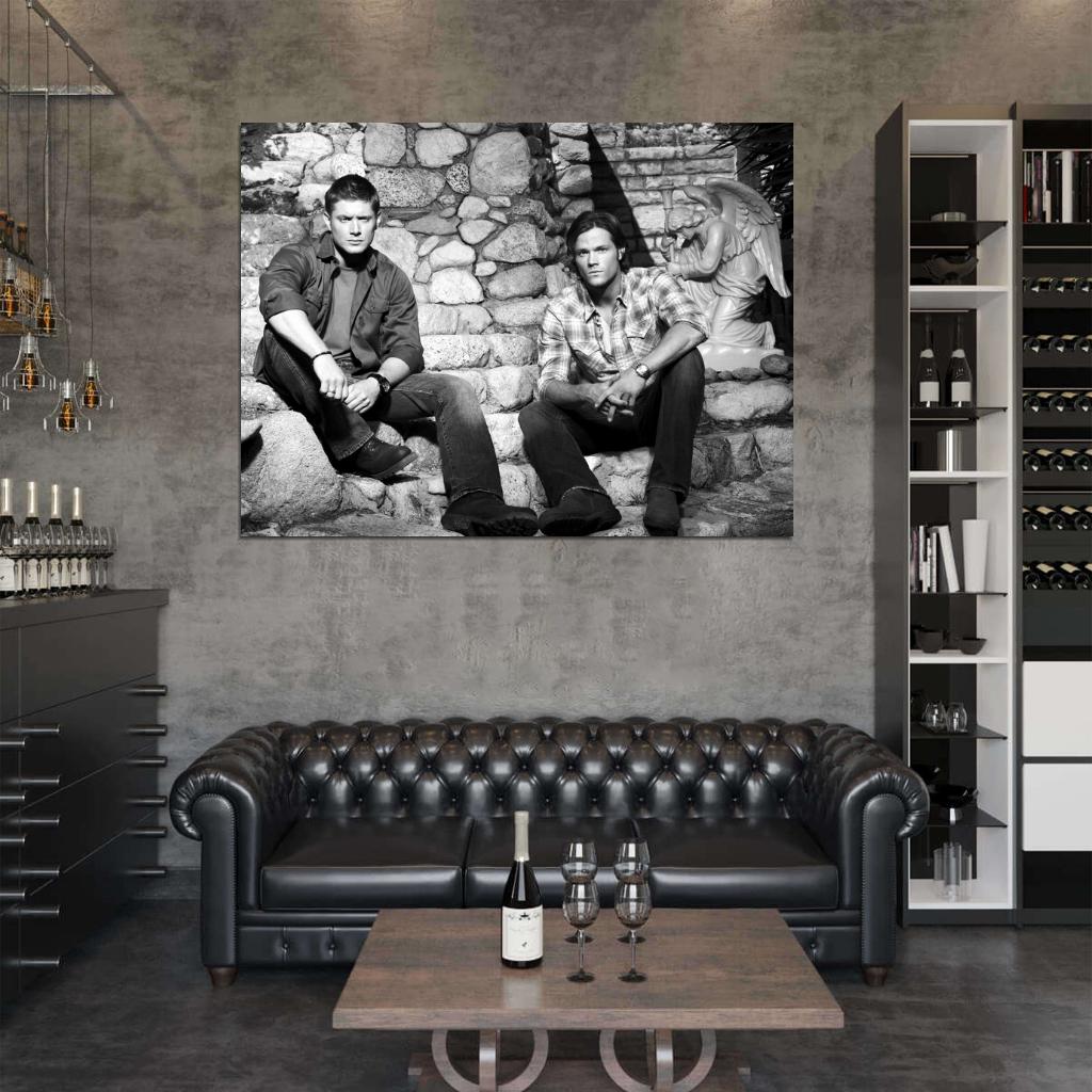 Jensen Ackles Jared Padalecki BW Supernatural TV Wall Art Print Poster