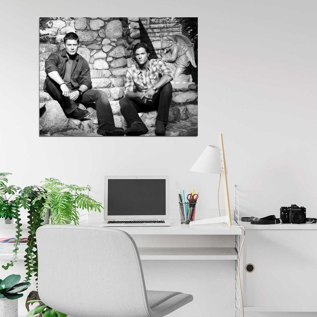 Jensen Ackles Jared Padalecki BW Supernatural TV Wall Art Print Poster