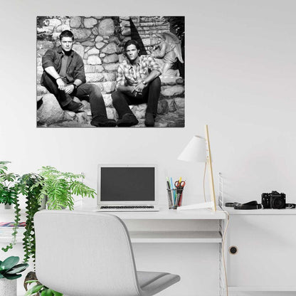 Jensen Ackles Jared Padalecki BW Supernatural TV Wall Art Print Poster