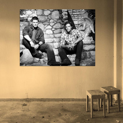 Jensen Ackles Jared Padalecki BW Supernatural TV Wall Art Print Poster