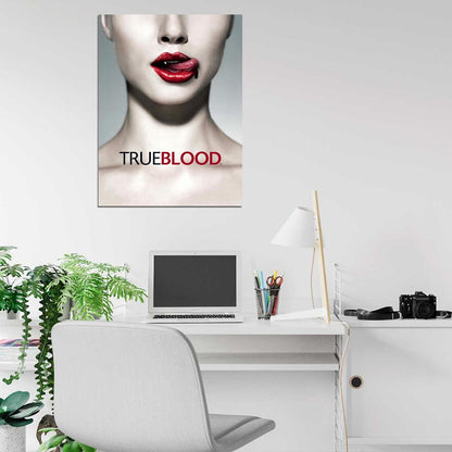 Lips Red Tongue Neck Fangs True Blood TV Series Wall Art Print Poster