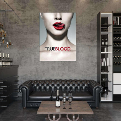 Lips Red Tongue Neck Fangs True Blood TV Series Wall Art Print Poster
