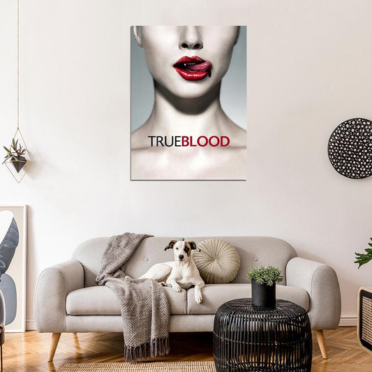 Lips Red Tongue Neck Fangs True Blood TV Series Wall Art Print Poster