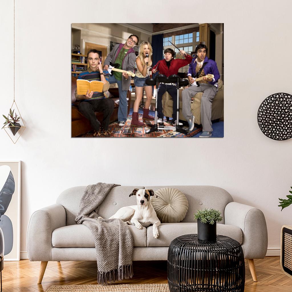 The Big Bang Theory Characters Guitars TBBT TV Series Wall Art Print Poster