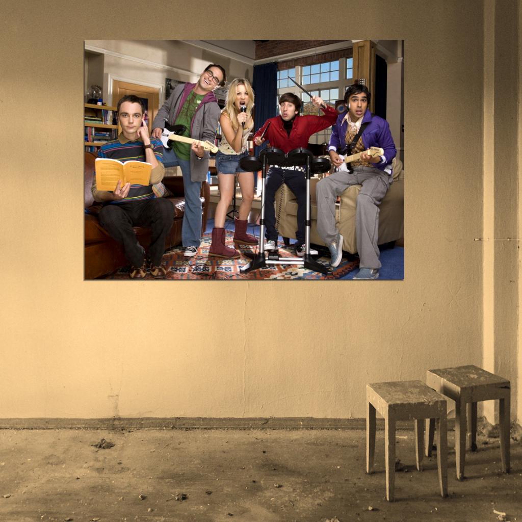 The Big Bang Theory Characters Guitars TBBT TV Series Wall Art Print Poster