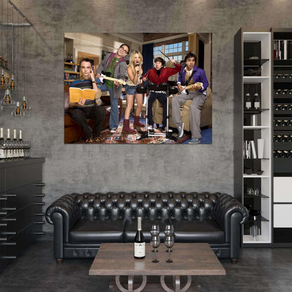 The Big Bang Theory Characters Guitars TBBT TV Series Wall Art Print Poster