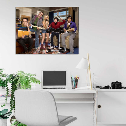 The Big Bang Theory Characters Guitars TBBT TV Series Wall Art Print Poster