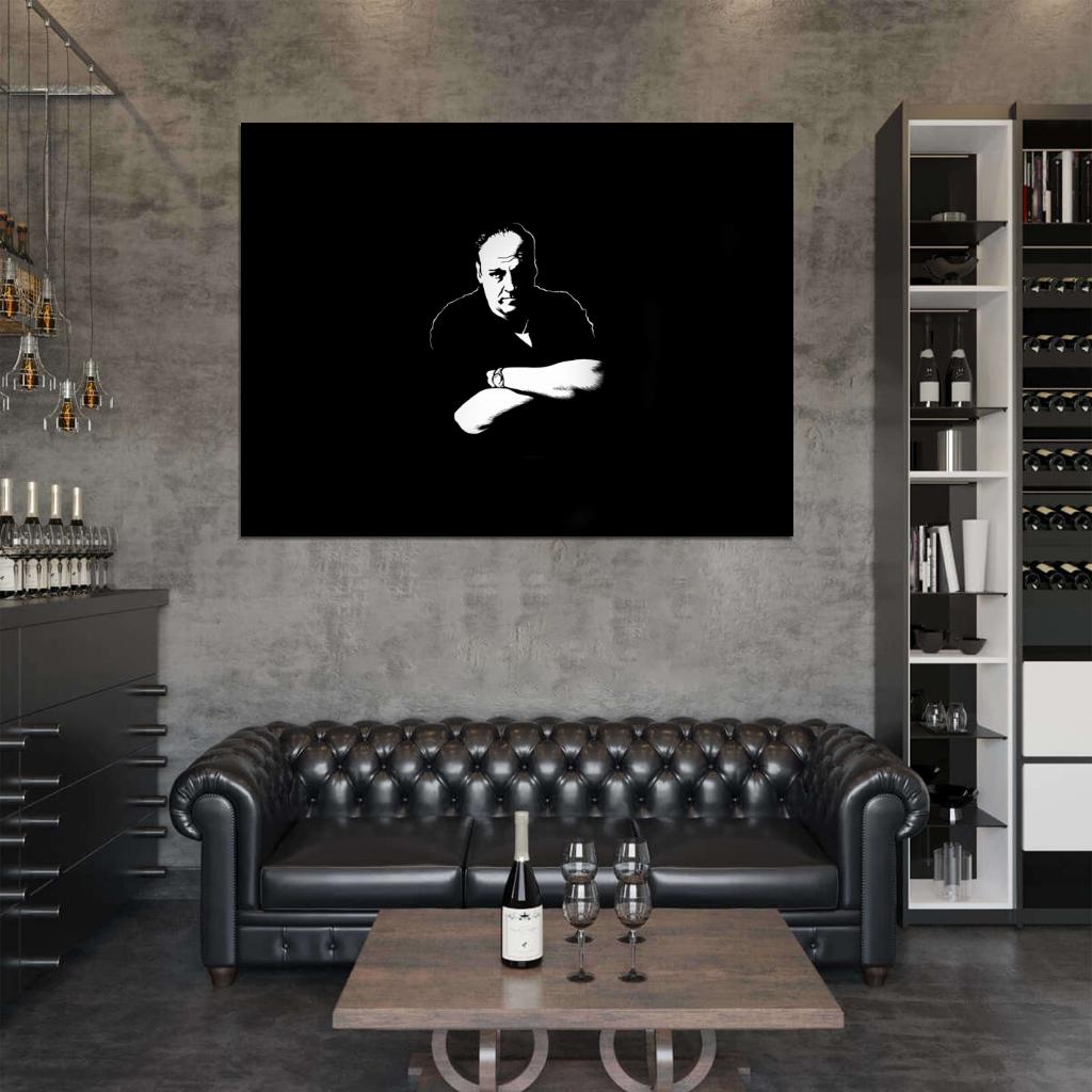 Tony James Gandolfini Portrait Art BW The Sopranos TV Wall Art Print Poster
