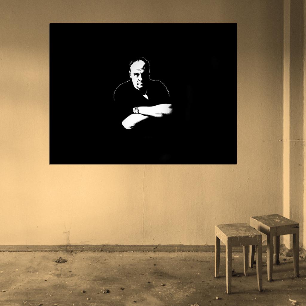 Tony James Gandolfini Portrait Art BW The Sopranos TV Wall Art Print Poster