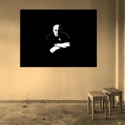 Tony James Gandolfini Portrait Art BW The Sopranos TV Wall Art Print Poster