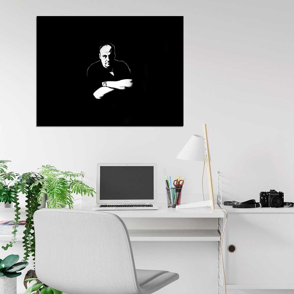 Tony James Gandolfini Portrait Art BW The Sopranos TV Wall Art Print Poster
