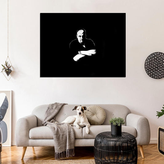 Tony James Gandolfini Portrait Art BW The Sopranos TV Wall Art Print Poster