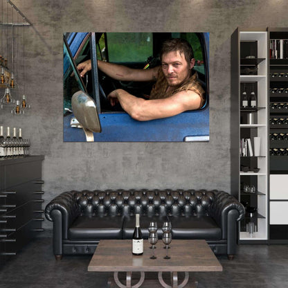 Norman Reedus Actor Handsome Truck The Walking Dead Wall Art Print Poster