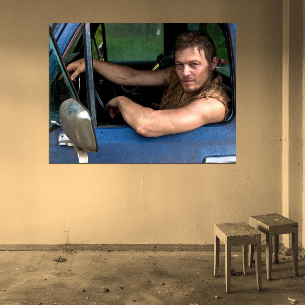 Norman Reedus Actor Handsome Truck The Walking Dead Wall Art Print Poster