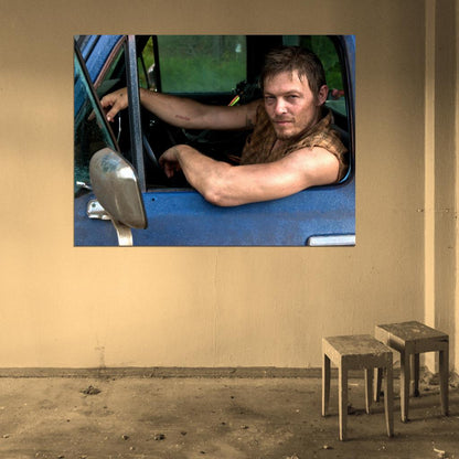 Norman Reedus Actor Handsome Truck The Walking Dead Wall Art Print Poster