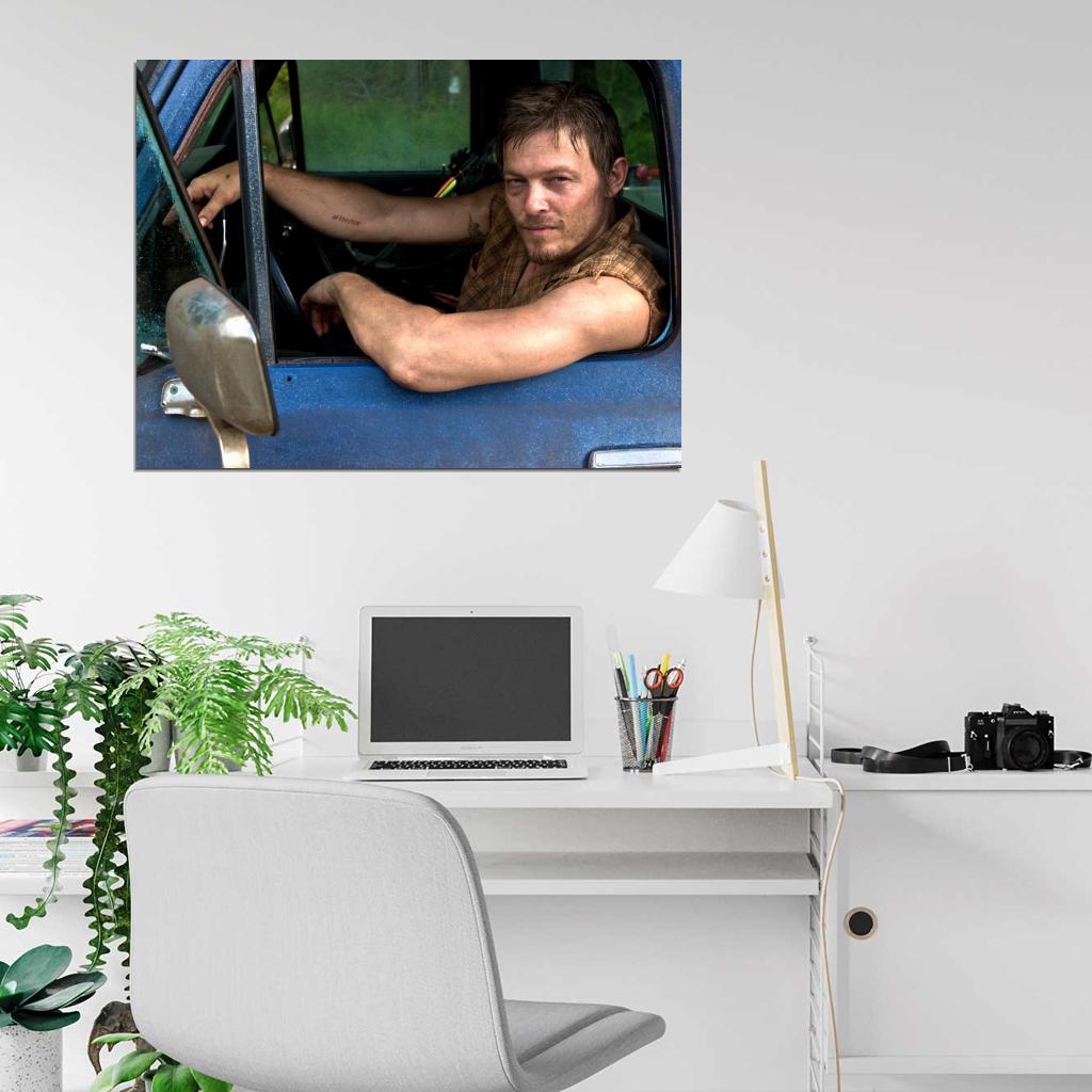 Norman Reedus Actor Handsome Truck The Walking Dead Wall Art Print Poster
