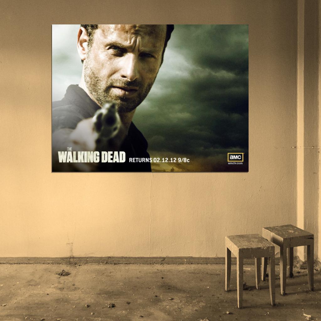 Rick Grimes Andrew Lincoln Revolver The Walking Dead Wall Art Print Poster