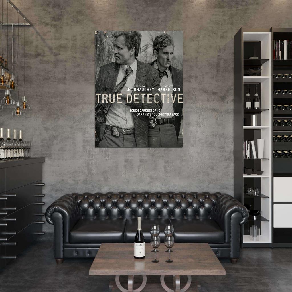 Marty Hart Rust Cohle True Detective BW TV Series Wall Art Print Poster