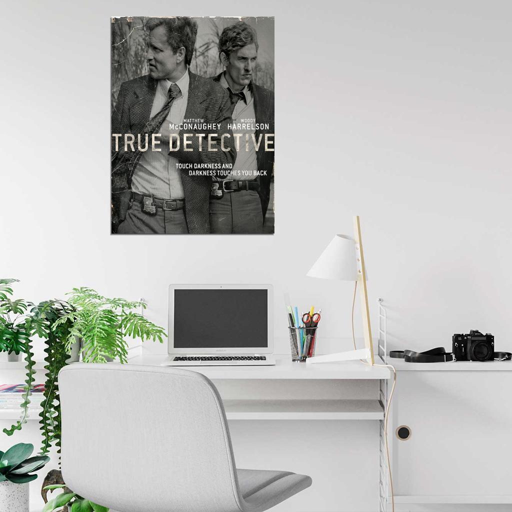 Marty Hart Rust Cohle True Detective BW TV Series Wall Art Print Poster