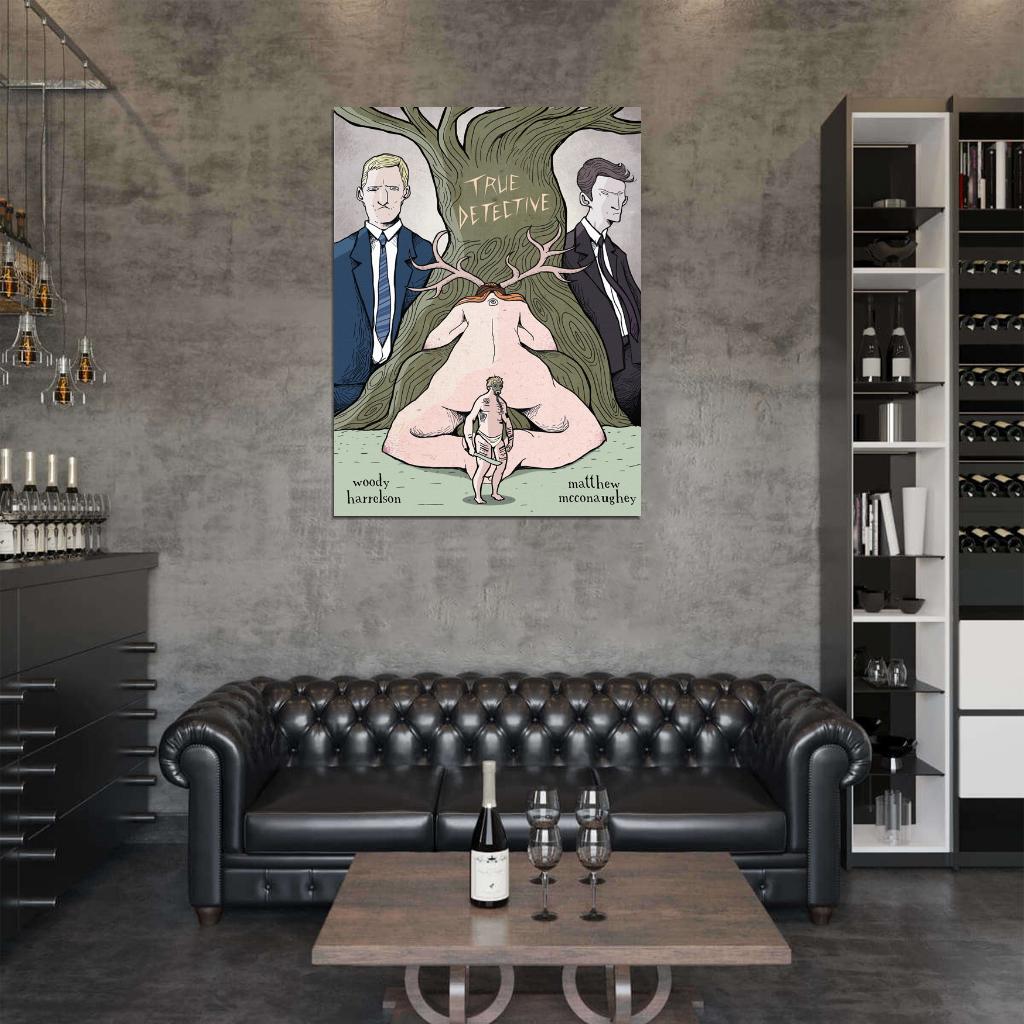 Rust Cohle Marty Hart Art True Detective TV Series Wall Art Print Poster