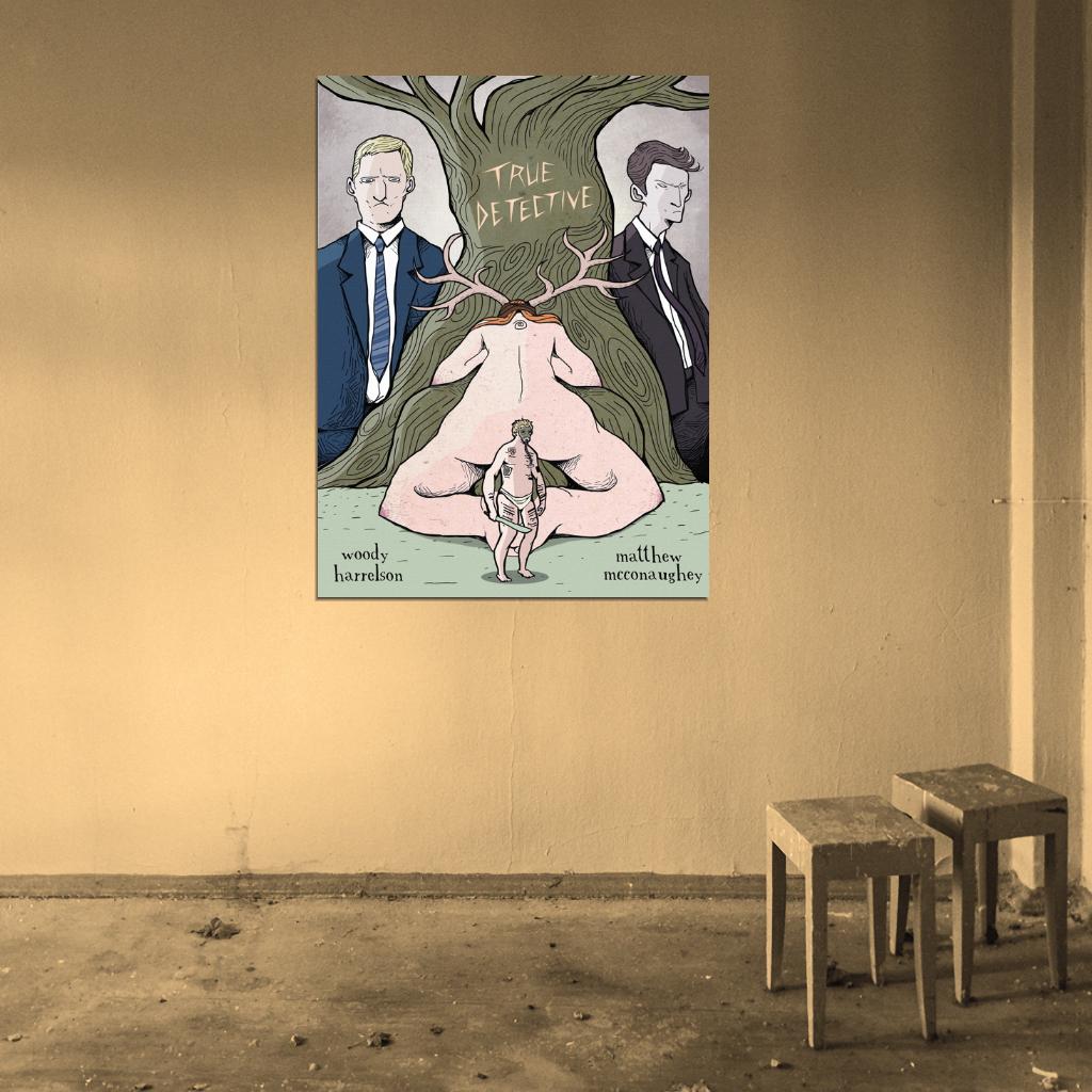 Rust Cohle Marty Hart Art True Detective TV Series Wall Art Print Poster