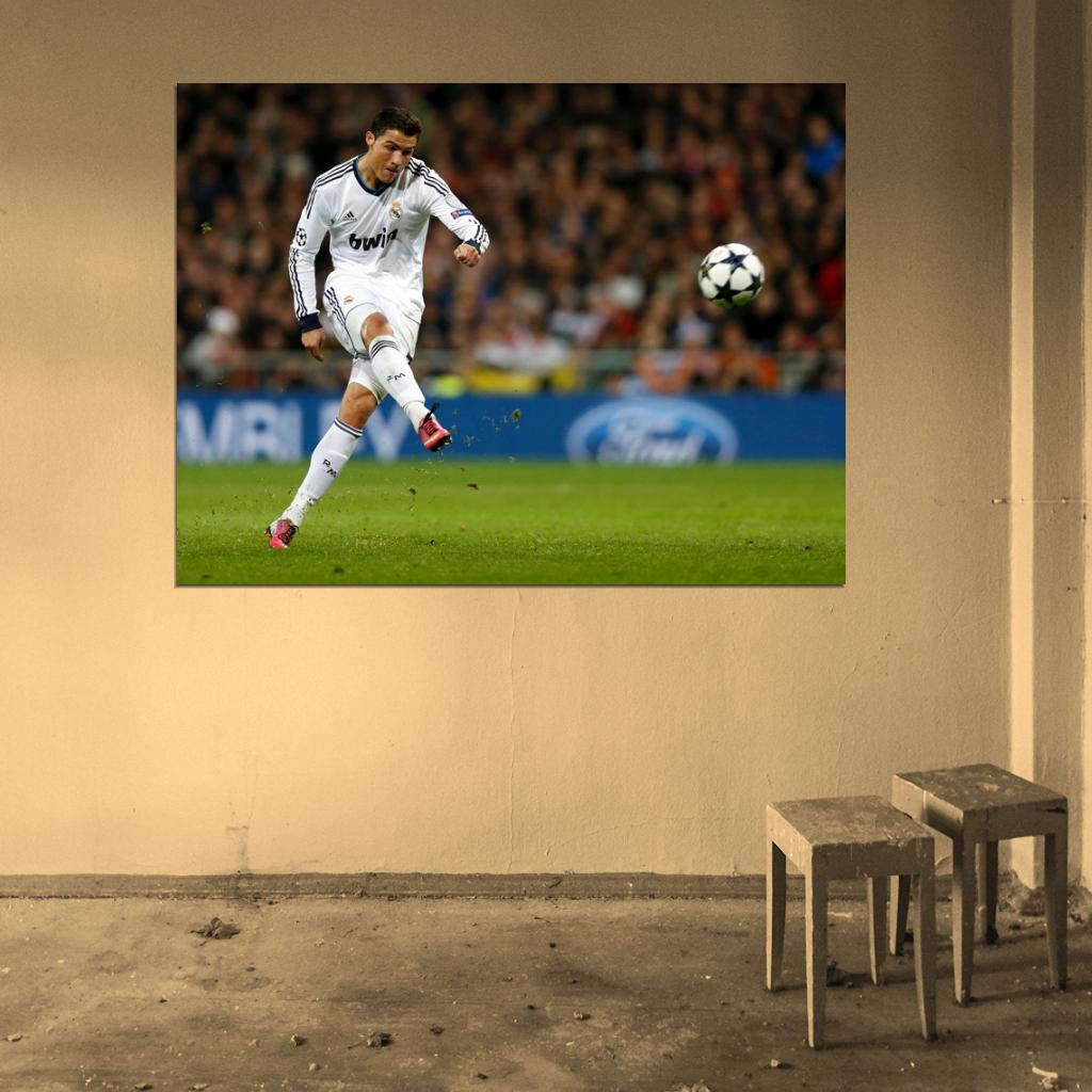 Cristiano Ronaldo Free Kick Madrid Football Wall Art Print Poster