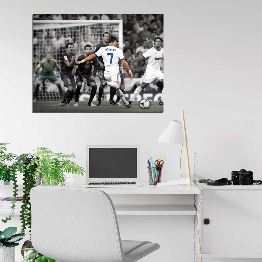 Cristiano Ronaldo Free Kick Madrid Football Wall Art Print Poster