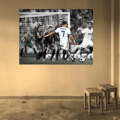 Cristiano Ronaldo Free Kick Madrid Football Wall Art Print Poster
