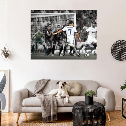 Cristiano Ronaldo Free Kick Madrid Football Wall Art Print Poster