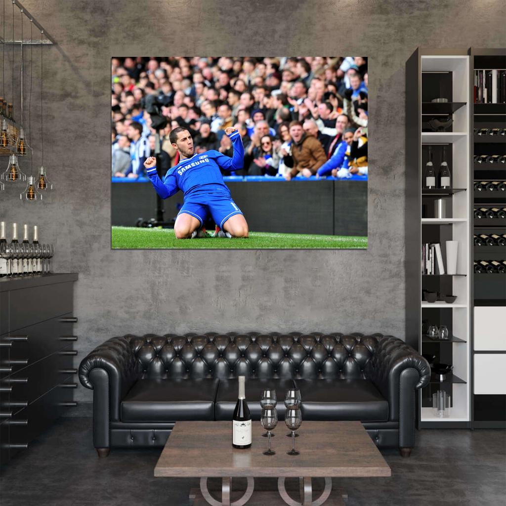 Eden Hazard Goal Celebration FC Chelsea Football Wall Art Print Poster