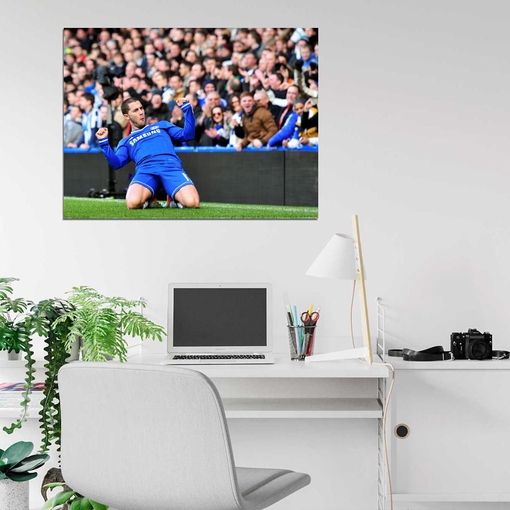 Eden Hazard Goal Celebration FC Chelsea Football Wall Art Print Poster