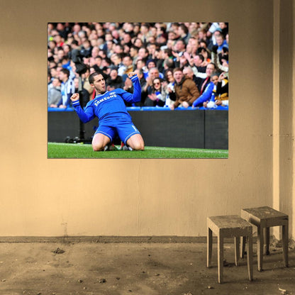 Eden Hazard Goal Celebration FC Chelsea Football Wall Art Print Poster