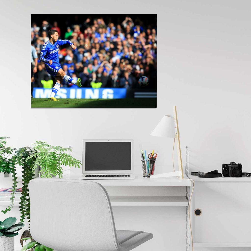 Eden Hazard Shot Awesome FC Chelsea Soccer Football Wall Art Print Poster